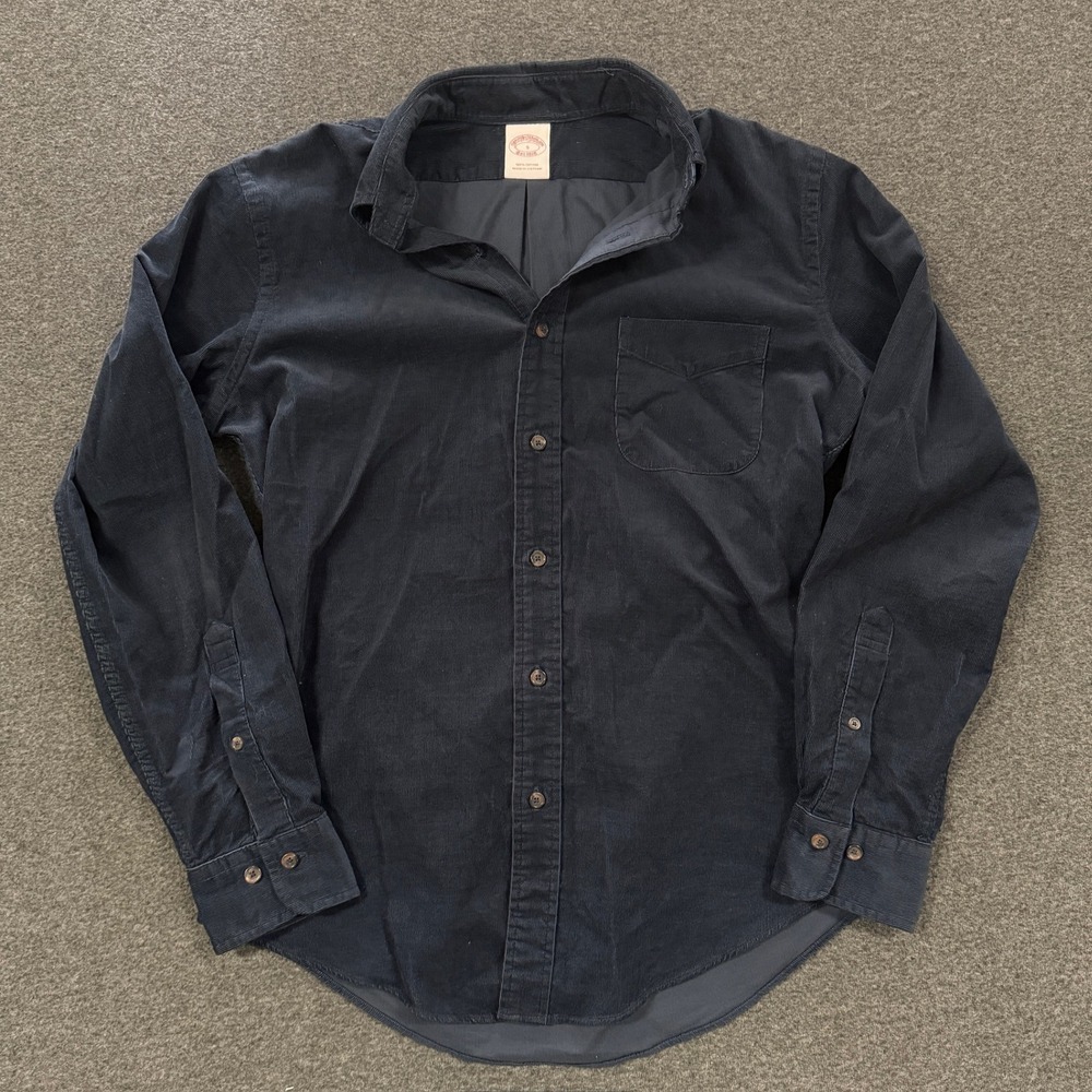 Brooks Brothers Corduroy Shirt Mens Small Navy Good Long Sleeve Button Down